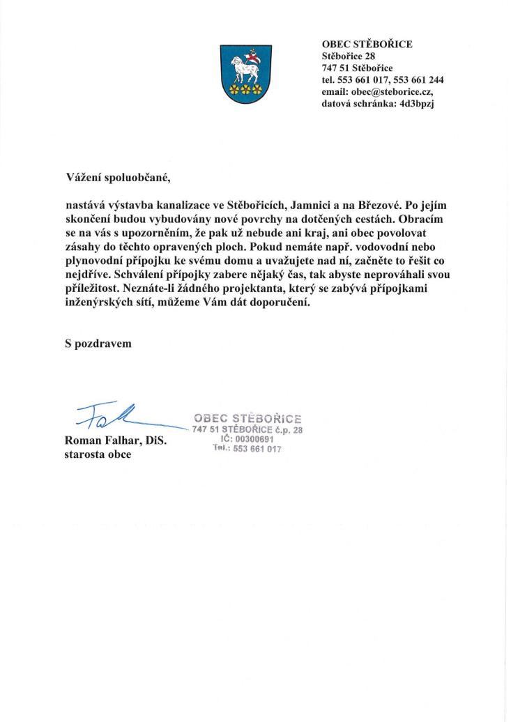 Výstavba kanalizace